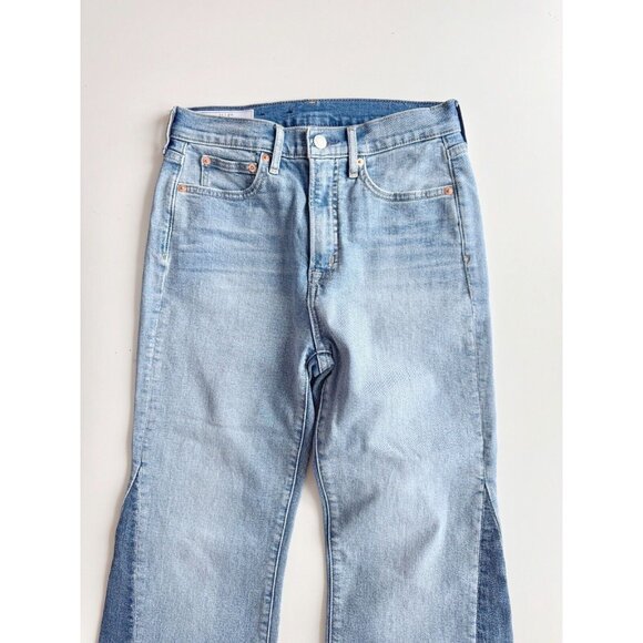 GAP 70's Flare Medium Patched High Rise Flared Leg Step Hem Jeans, Size 27/4 - Picture 6 of 16